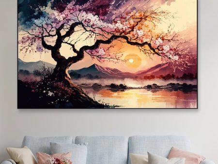 Blooming Pink Floral Canvas Wall Painting Sale