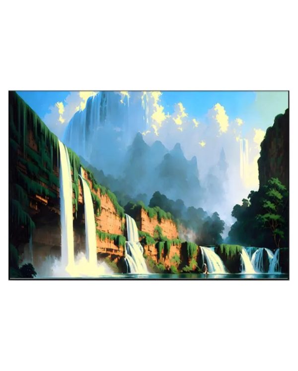 Tropical Waterfall Forest Jungle Canvas Wall Painting Supply