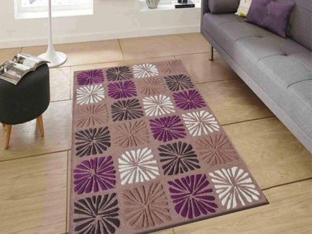 Abstract Purple Hand Tufted Wool Carpet Discount