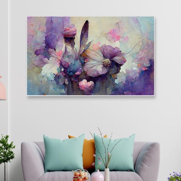 3D Purple Flower Art Canvas Wall Painting Sale