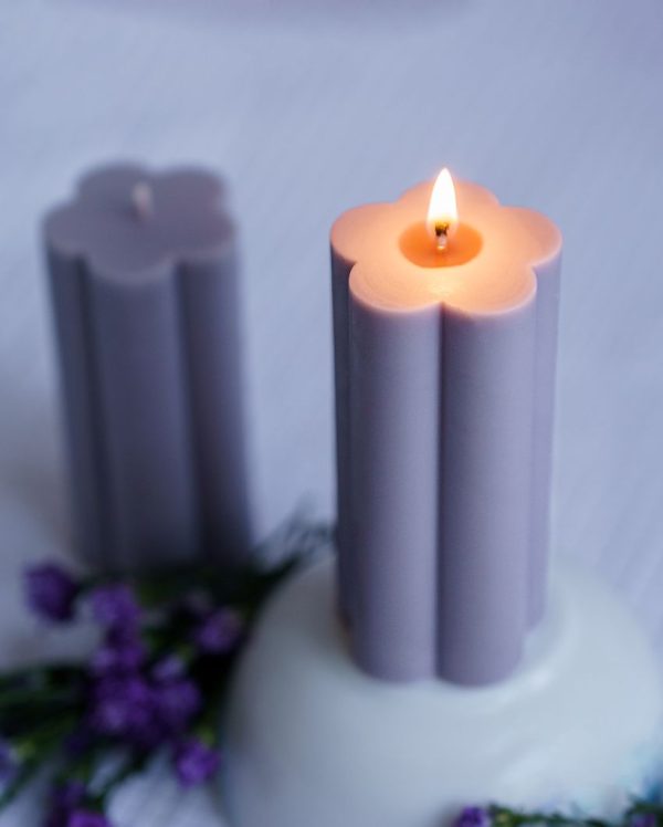 Flower Shaped Scented Pillar Candles | Set of 2 | 250 Gram | 6 x 6 x 9 cm   2.36 x 2.36 x 3.54 inches Online now