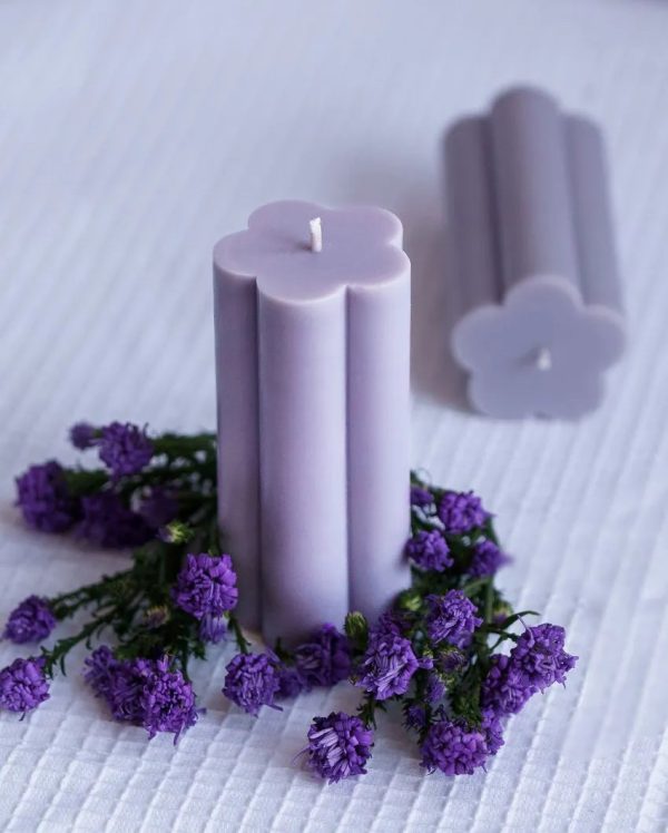 Flower Shaped Scented Pillar Candles | Set of 2 | 250 Gram | 6 x 6 x 9 cm   2.36 x 2.36 x 3.54 inches Online now