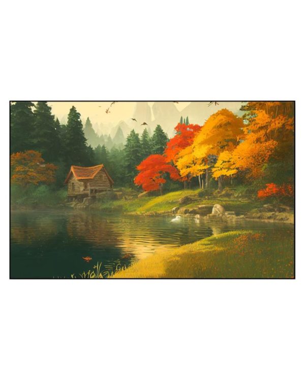 Cabin Near River Endwood Painting Canvas Wall Painting Cheap