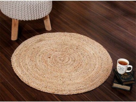 Simple Round Design Jute Area Rug |  35 inches For Discount