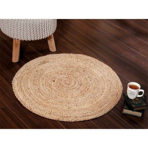 Simple Round Design Jute Area Rug |  35 inches For Discount