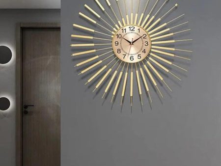 Golden Sun Metal Wall Clock | 24 inches For Discount