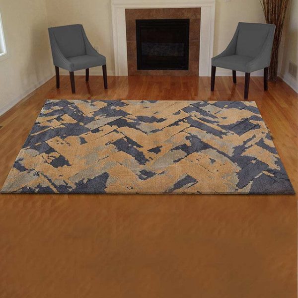 Abstract Curated Gold Polyester Carpet Online now