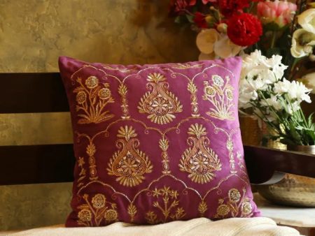 Mogul Design Violet Embellished Velvet Cushion Cover | 18 x 18 inches Online