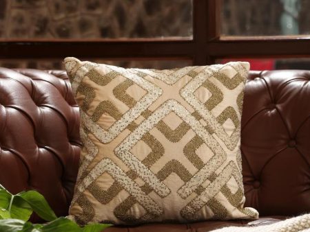 Beaded Cotton Cushion Cover | 18 x 18 inches Online Hot Sale