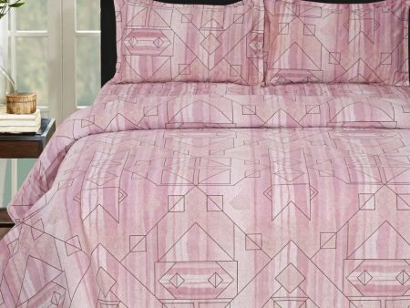 Alexa Geometric Design Cotton Fitted Double Bedsheet with 2 Pillow Covers | Double Fitted Size | 72 x 78 Inches For Discount