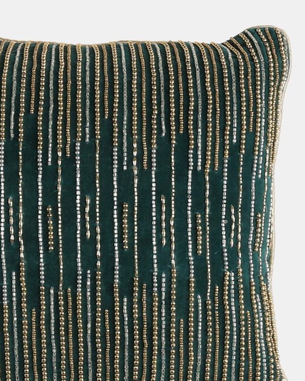 Teal Green Beaded Cushion Cover | 16 x 16 inches For Cheap