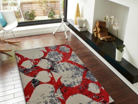 Abstract Exquisite Red Polyester Carpet For Discount