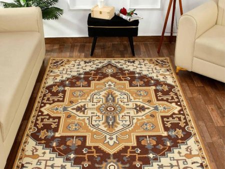 Intricate Gold Traditional Hand Tufted Wool Carpet Hot on Sale