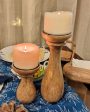 RaDiyant Twins Mango Wood Candle Stands With Candles Online Hot Sale