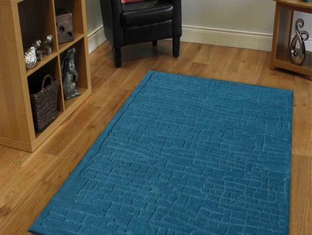 Abstract Blue Hand Tufted Wool Carpet Supply