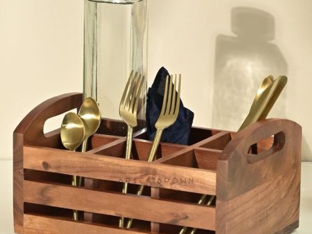 Two In One Flatware Wooden Cutlery Holder | 11 x 8 x 6 inches Hot on Sale