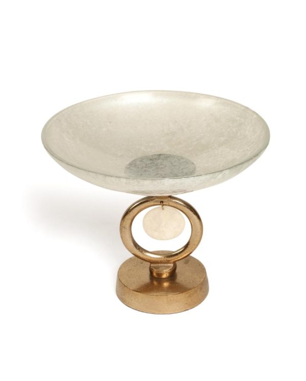 Ivory & Gold Decorative Glass Bowl For Discount