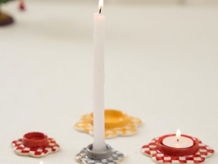 Ceramic Candle & Tealight Holders Set | 2.3 inches and 3.5 inches Online Hot Sale