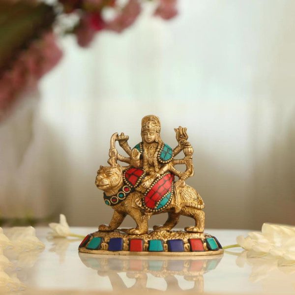 Brass Stone Work Durga Maa Showpiece Online now