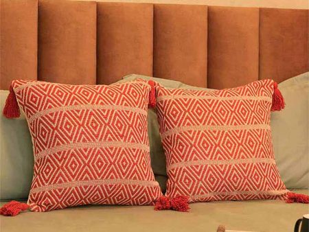 Ancestral Design Woven Cushion Covers | Set of 2 | 16 x 16 Inches For Sale