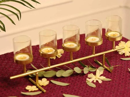 Horizontal Tea Light Holder With 5 Glass For Sale