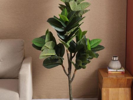 Artificial Real Touch Rubber Plant With Black Pot | 5 feet For Cheap