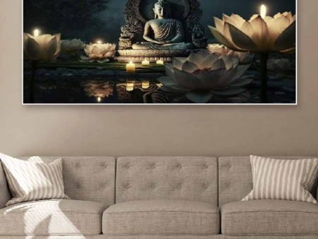 Lord Buddha Meditating In Lotus Frame Canvas Wall Painting Online