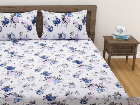 Aurora Cotton Fitted Double Bedsheet with 2 Pillow Covers | Double Fitted Size | 72 x 78 Inches For Discount