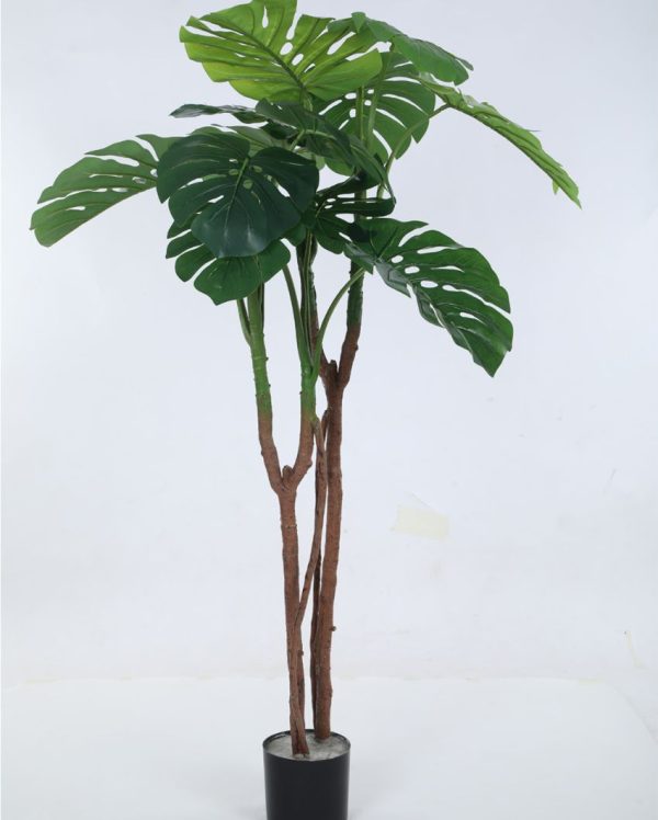 Artificial Real Touch Monstera Plant With Black Pot | 5.25 feet For Sale