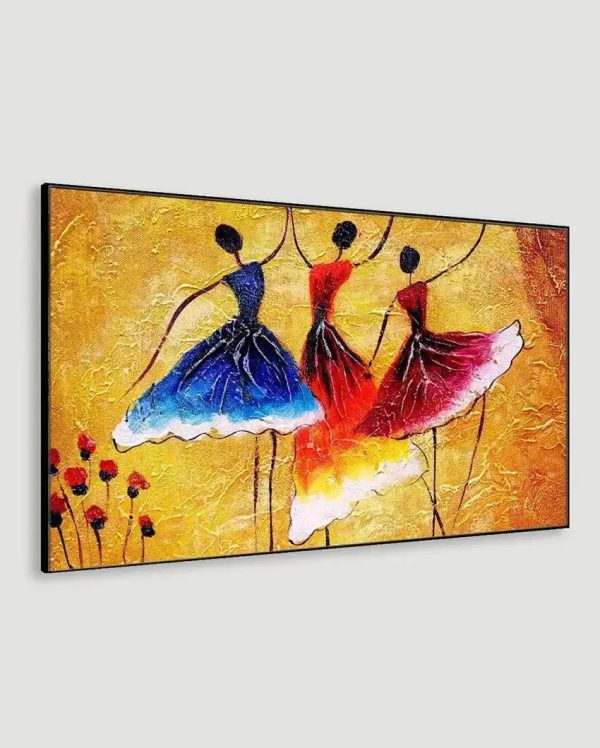 Ballerinas Dancing Wall Painting | 48 x 24 inches Online Hot Sale