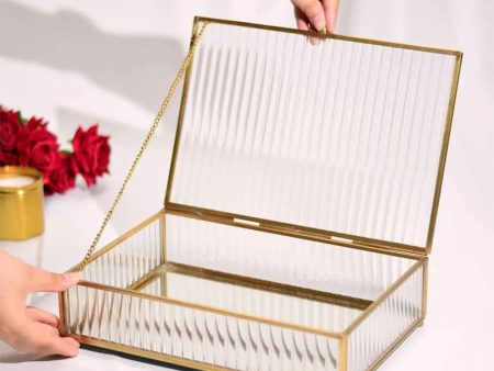 Stationery Fluted Glass Multipurpose Box Organizer | 12 x 8 x 3 inches For Discount