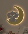 Baby Elephant On Moon Wooden Wall Mounted Backlit For Kids Room Decor | 24 x 21 inches Online