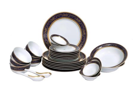 Floral Print Border Porcelain Dinner Set | Pack of 33 Discount