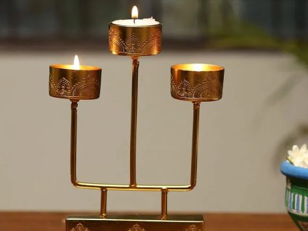 Dohar Brass Plated Tea Light Stand Supply