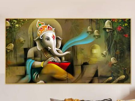 Beautiful Divine Ganesha Canvas Frame Wall Painting Hot on Sale