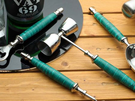 Green Stone Dust with Stainless Steel Bar Tools | Set of 5 Online now