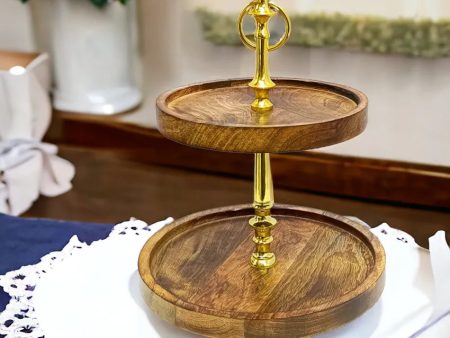 2 Tier Wooden Round Cake Stand  | 10 x 10 x 14 inches Online Hot Sale