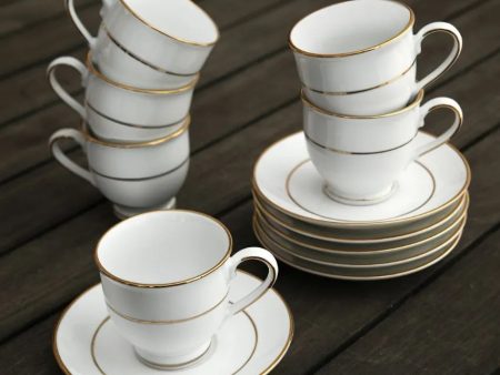 Beautiful Golden Border Porcelain Cups & Saucers Online Hot Sale