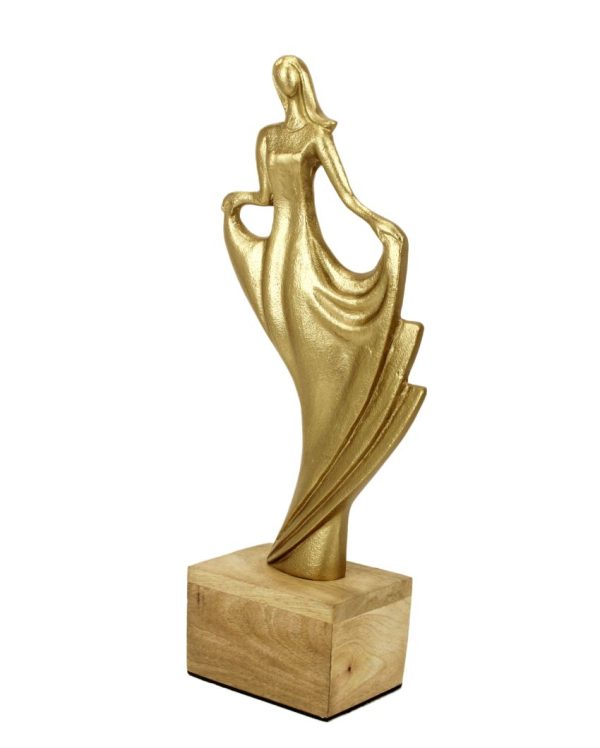 Decor Whimsy Gold Lady Aluminum Figurine For Discount