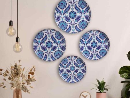 Turkish Indigo Metal Wall Plates | Set Of 4 For Cheap