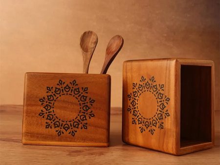 Windmill Compact Teak Wood Spoon Holder | Single Fashion