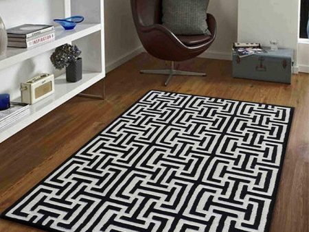 Unique Abstract Black Hand Tufted Wool Carpet Sale