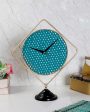 Square Green & Gold Iron Table Clock | 10 x 12 x 1 inches Hot on Sale