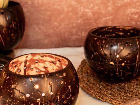 Coco Coconut Shell Tealight Holders- Starlight | Set of 2 Online Hot Sale