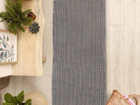 Black and White Cotton Floor Runner | 79 x 27 inches For Sale