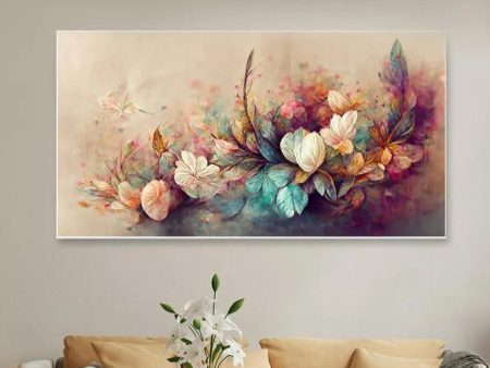 Vibrant Flowers Pattern Floating Canvas Frame Wall Painting Cheap