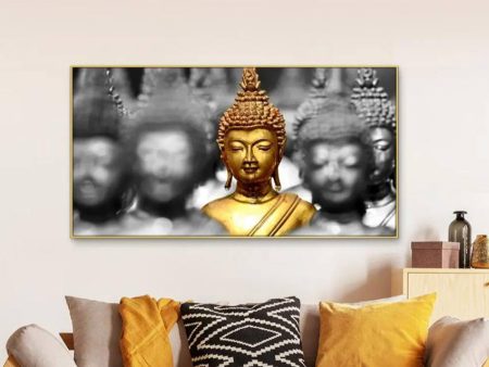 Golden Buddha Statues Spiritual Floating Framed Canvas Wall Painting Discount