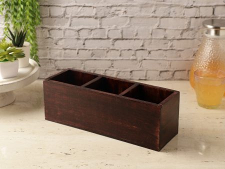 Brown Wooden Cutlery Caddy Cheap