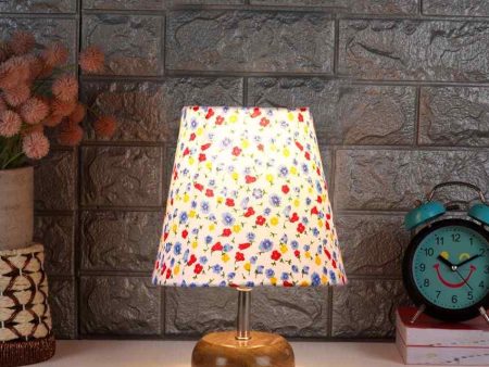 Artistic Cotton Round Table Lamp With Small Base Natural Wood | 6 x 10 inches Online Sale