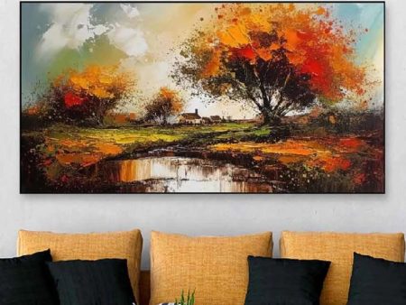 Tree Forest River Floating Frame Landscape Canvas Wall Painting Discount